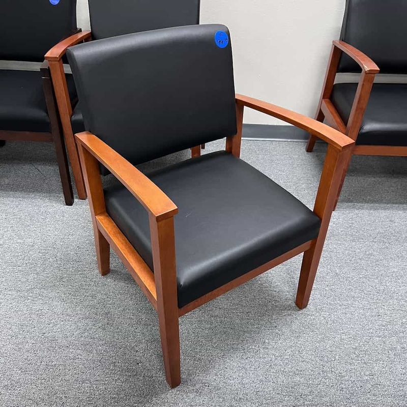 Black Vinyl and Cherry Guest Chair Office Furniture Liquidations