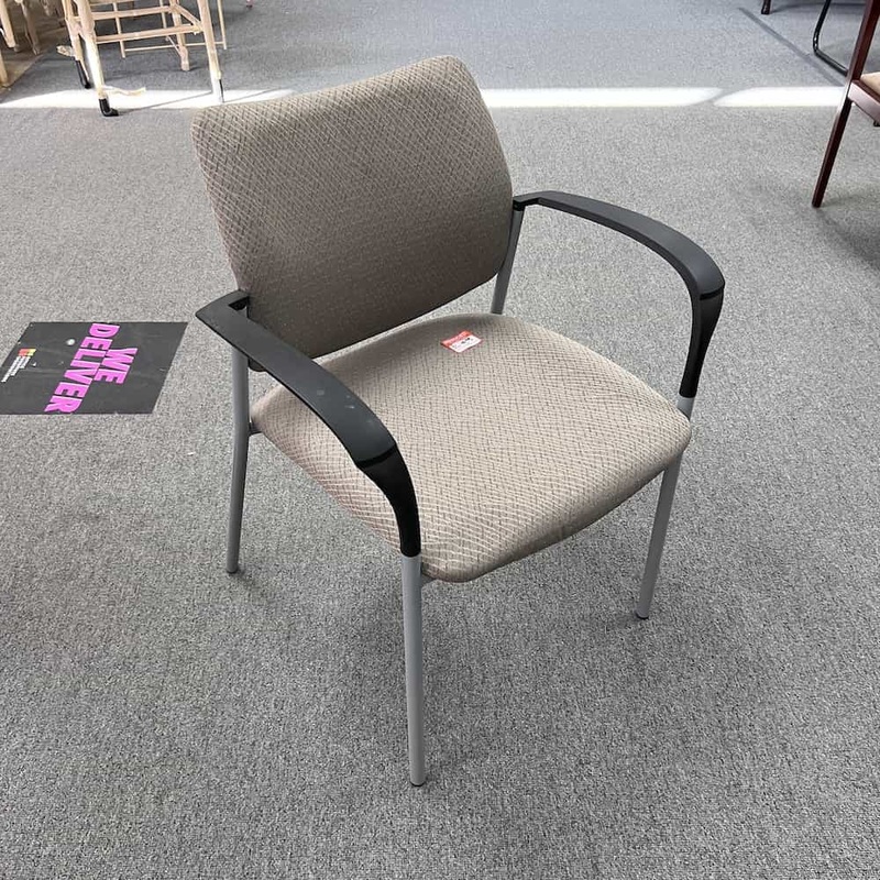 Global Sidero Beige and Black Stacking Guest Arm Chair Office Furniture Liquidations