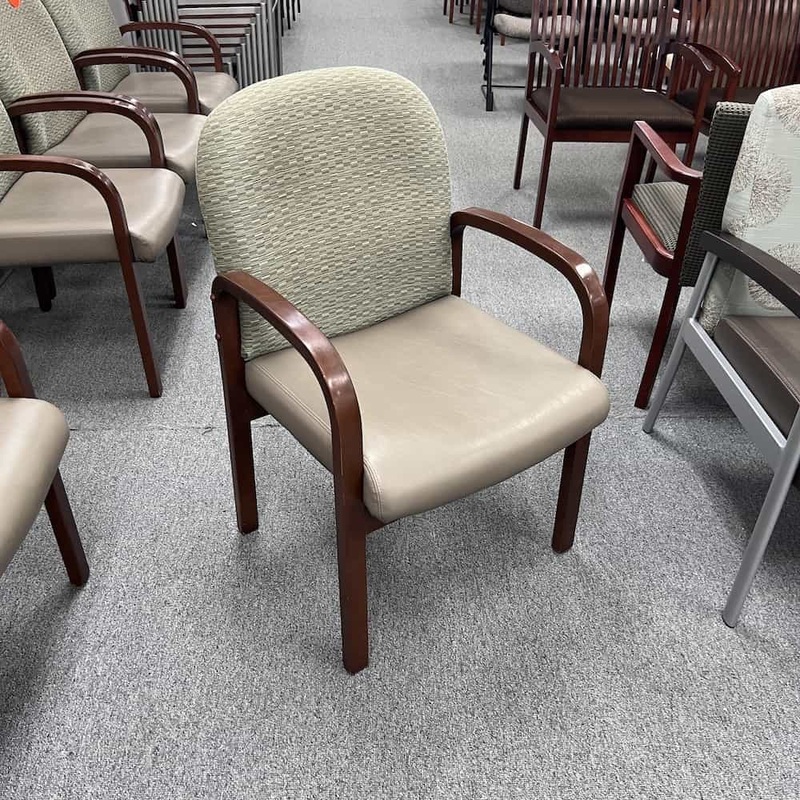 Global Tan and Mahogany Guest Chair Office Furniture Liquidations