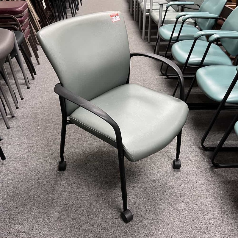 Green And Black Rolling and Stacking Guest Chair Office Furniture Liquidations
