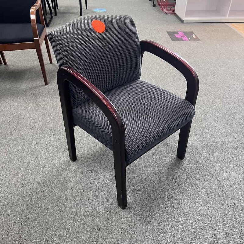 Grey and Mahogany Plush Guest Chair Office Furniture Liquidations