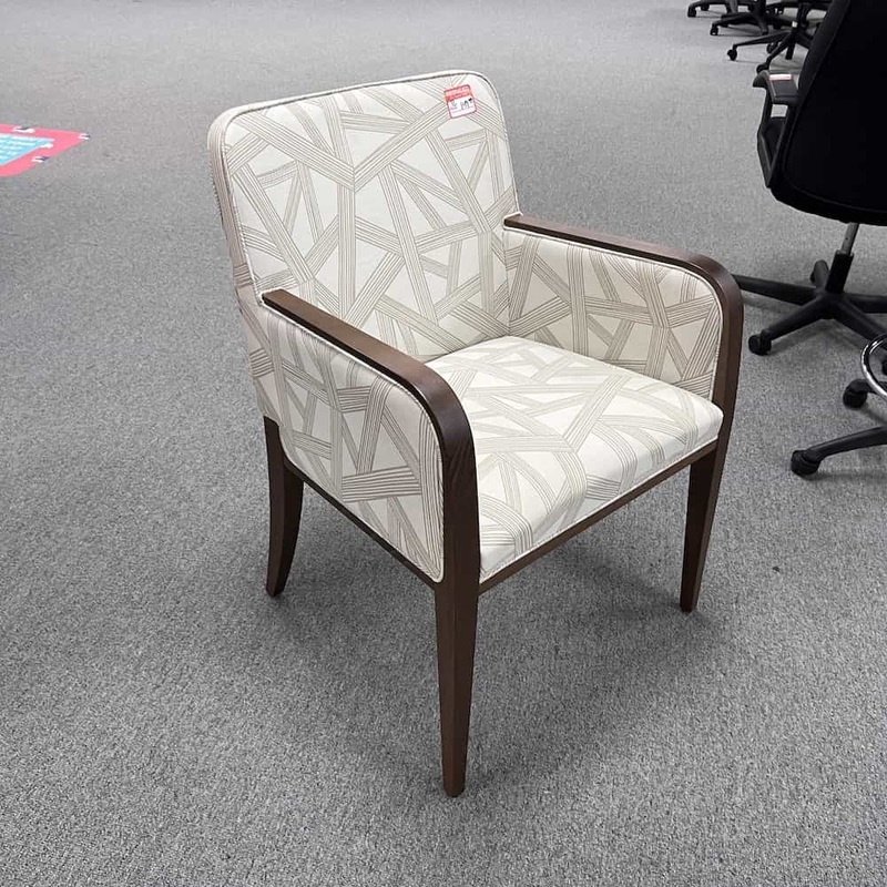 Montbel Sandler White and Walnut Side Guest Chair Office Furniture Liquidations