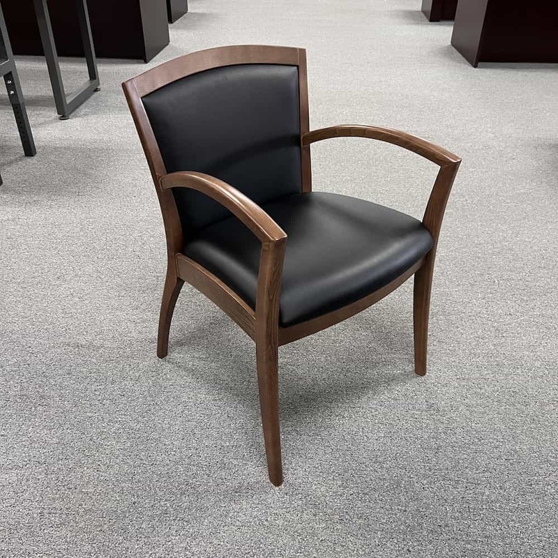 Napoli 1500 Walnut and Black Vinyl Guest Chair Office Furniture Liquidations
