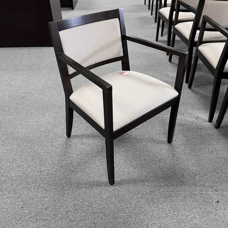 OFS Espresso and Beige White Guest Chair Office Furniture Liquidations