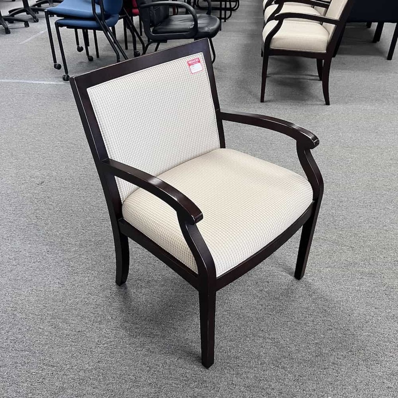 OFS Mahogany and Beige White Guest Chair Office Furniture Liquidations