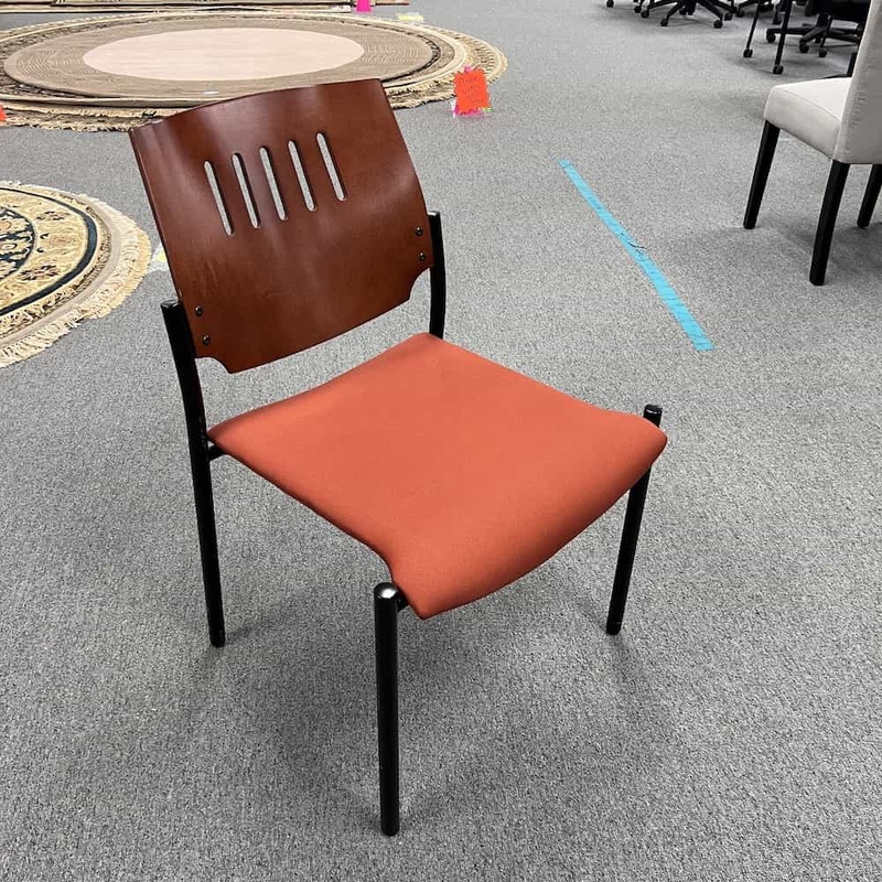 Orange and Mahogany Stacking Guest Chair Office Furniture Liquidations