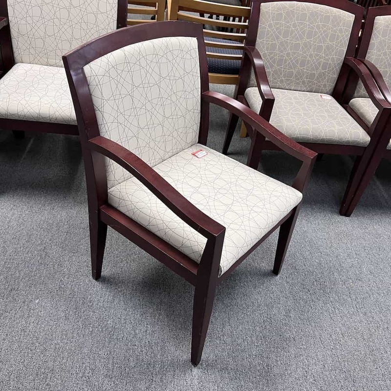 Paoli Beige Circles and Mahogany Guest Chair Office Furniture Liquidations