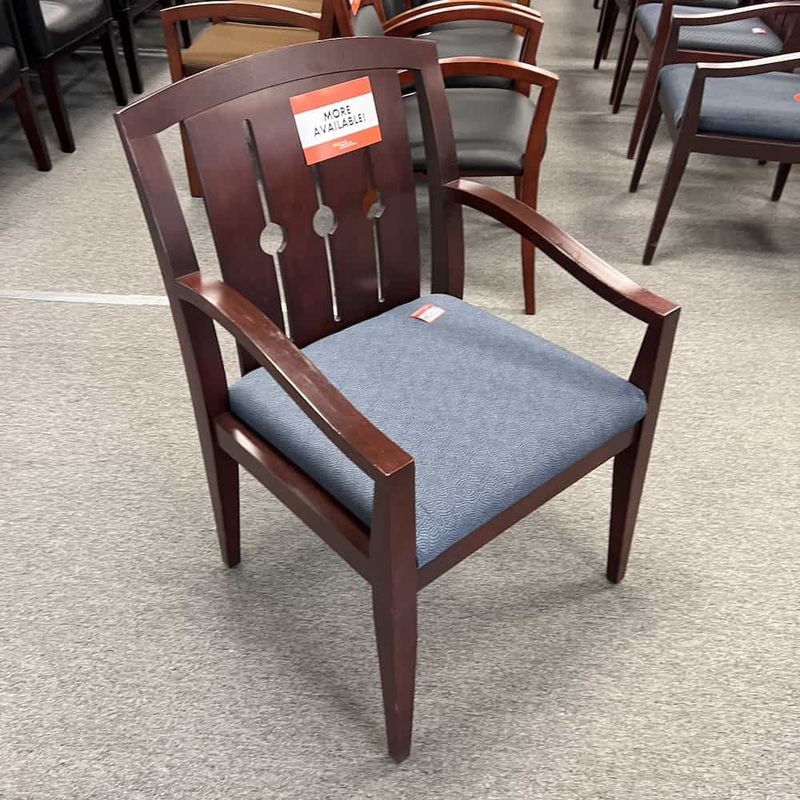 Paoli Blue and Mahogany Slat Back Guest Chair Office Furniture Liquidations
