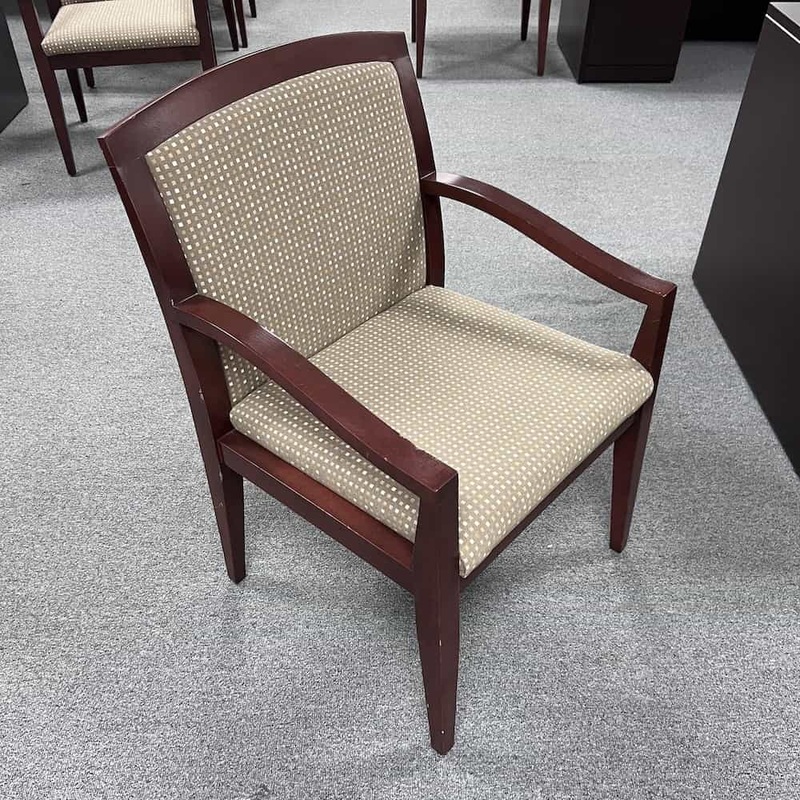 Paoli Tan Square Dots and Mahogany Upholstered Back Guest Chair Office Furniture Liquidations