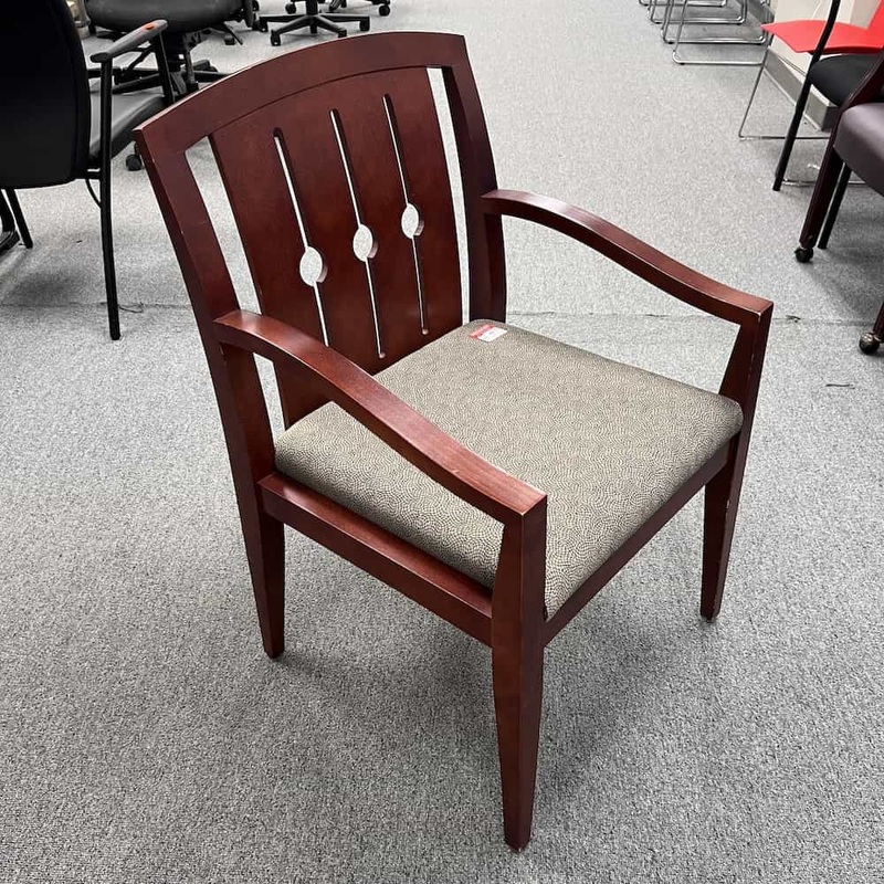 Paoli Taupe and Mahogany Slat Back Guest Chair Office Furniture Liquidations