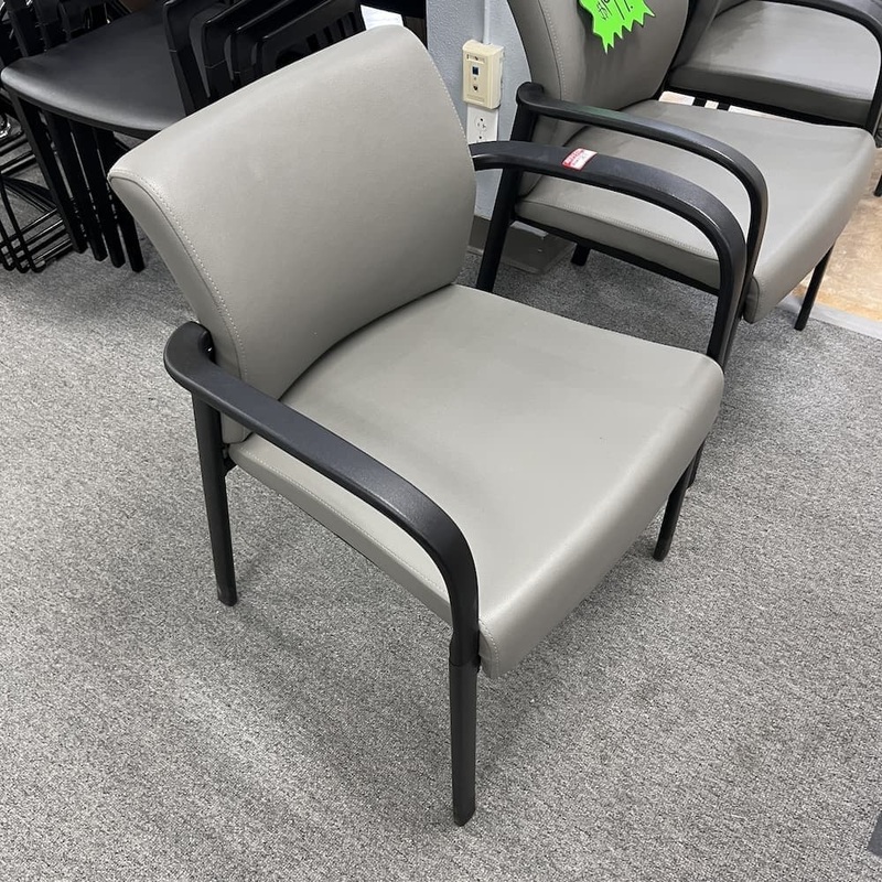 Set of 2 – 9 to 5 Seating Grey Vinyl And Black Guest Chair Office Furniture Liquidations