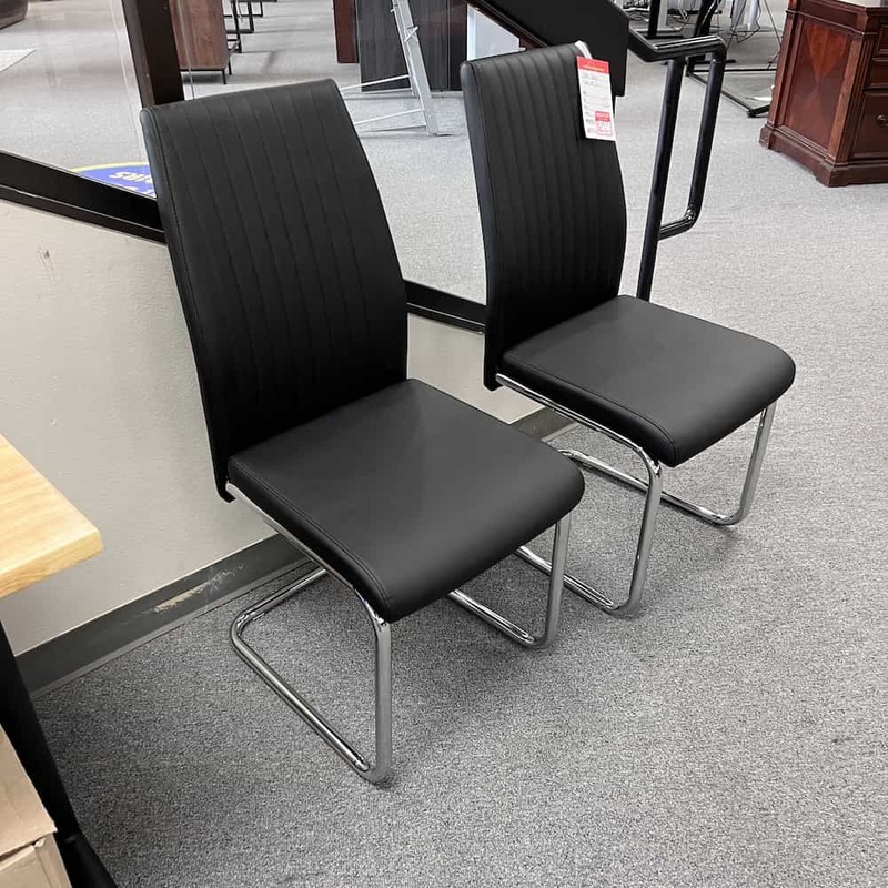 Set of 2 – Black and Chrome Vertical Stitch Modern Parson Chair Office Furniture Liquidations