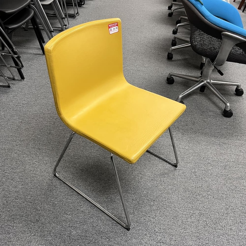 Set of 4 – IKEA Bernhard Yellow Leather Stacking Chair Office Furniture Liquidations