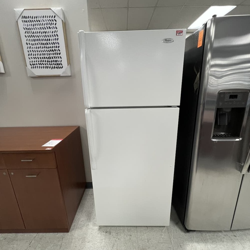 28″ Whirlpool White Freezer Top Refrigerator with Ice Maker Office Furniture Liquidations