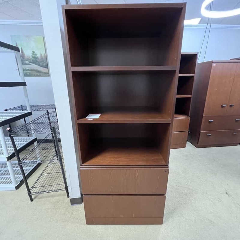 30″ W x 72″ H Knoll Reff Profile Cherry 2 Drawer Lateral File with Bookcase Office Furniture Liquidations