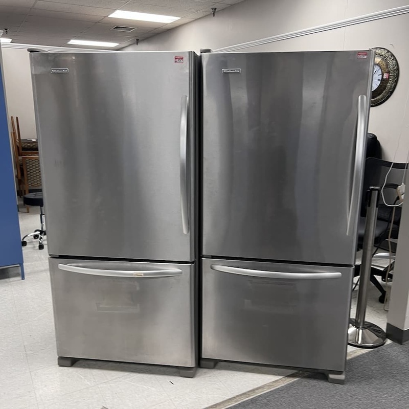 33″ W KitchenAid Stainless Steel Bottom Freezer Single Door Refrigerator Office Furniture Liquidations