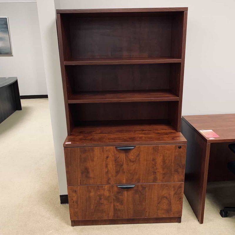 35.5″ Wide Cherry/Black Modern 2 Drawer Lateral File Bookcase Storage Office Furniture Liquidations