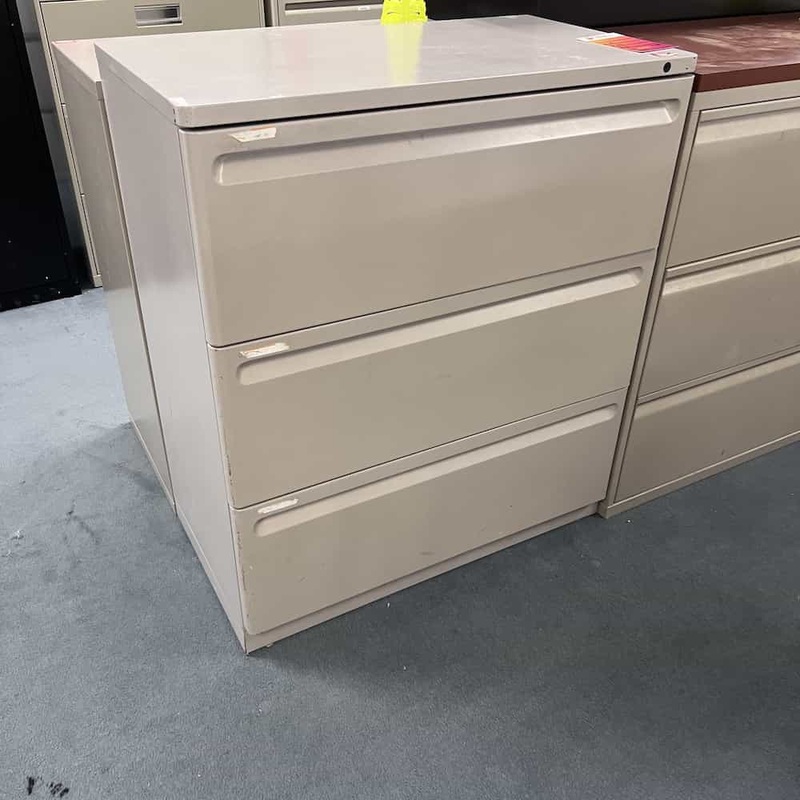 35″ W x 41″ H Herman Miller Light Tan Metal 3 Drawer Lateral File Office Furniture Liquidations