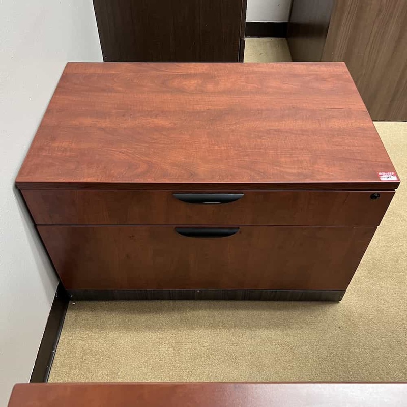 36″ W x 22″ H Cherry and Black Printer Stand Storage Cabinet with 1 Drawer Lateral Office Furniture Liquidations