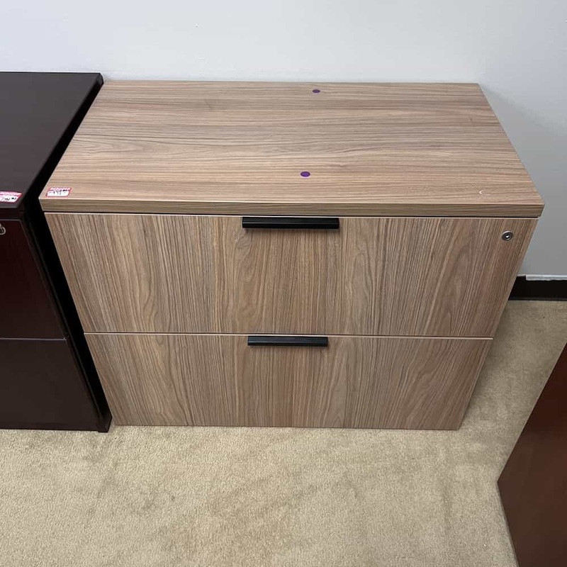 36″ W x 29″ H Teknion Walnut and Black 2 Drawer Lateral File Office Furniture Liquidations