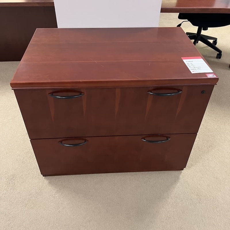 36″ W x 30″ H Kimball Cherry Veneer 2 Drawer Lateral File Office Furniture Liquidations