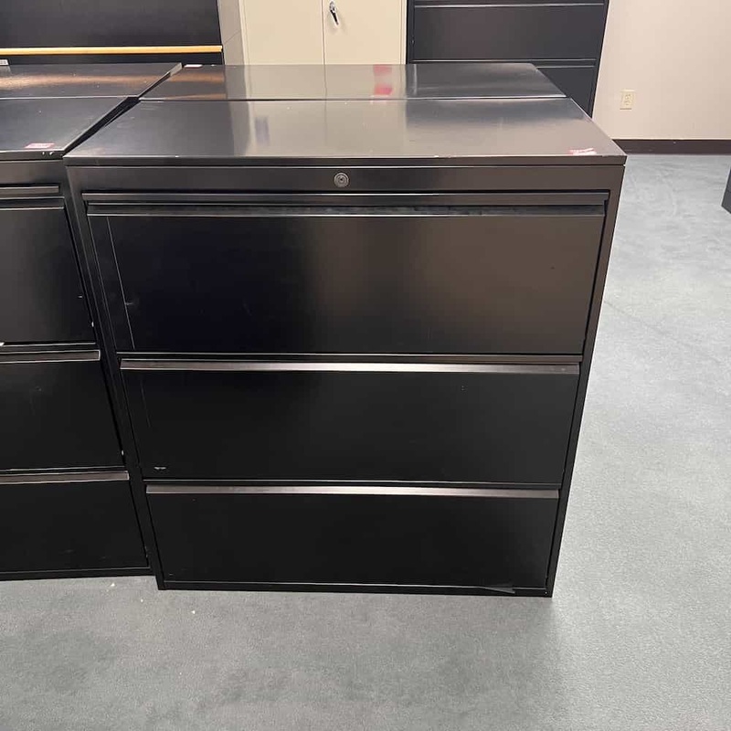 36″ W x 40″ H Herman Miller Black Metal 3 Drawer Lateral Filing Cabinet Office Furniture Liquidations