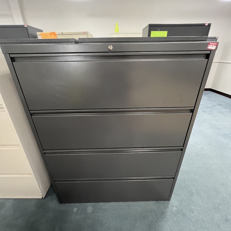 36″ W x 52″ H Global Dark Grey Metal 4 Drawer Lateral File Office Furniture Liquidations