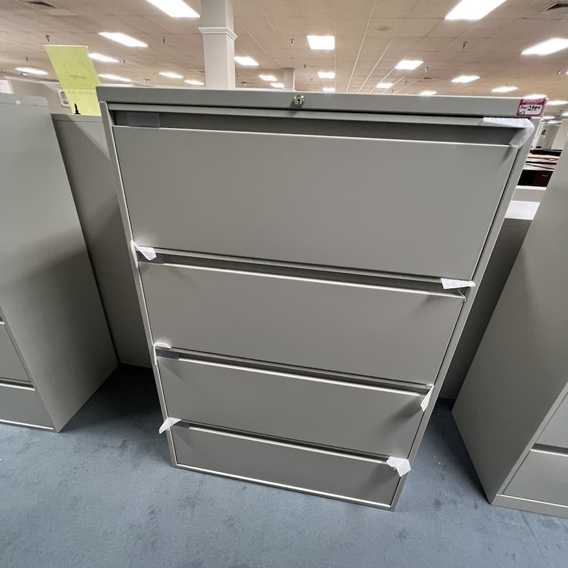 36″ W x 54″ H Global Grey Metal 4 Drawer Lateral File Cabinet Office Furniture Liquidations