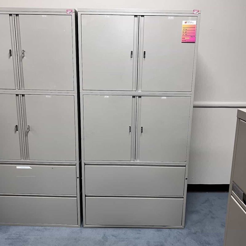 36″ Wide Grey Metal Lockers with 2 Lateral File Office Furniture Liquidations