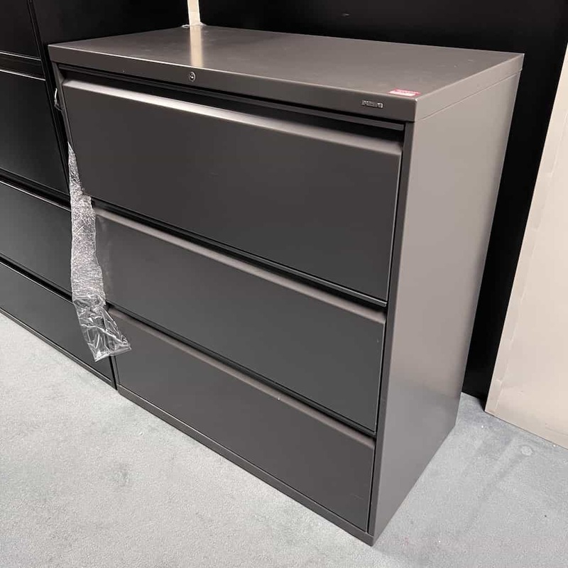 41″ High Hon Grey Metal 3 Drawer Lateral File Cabinet Office Furniture Liquidations