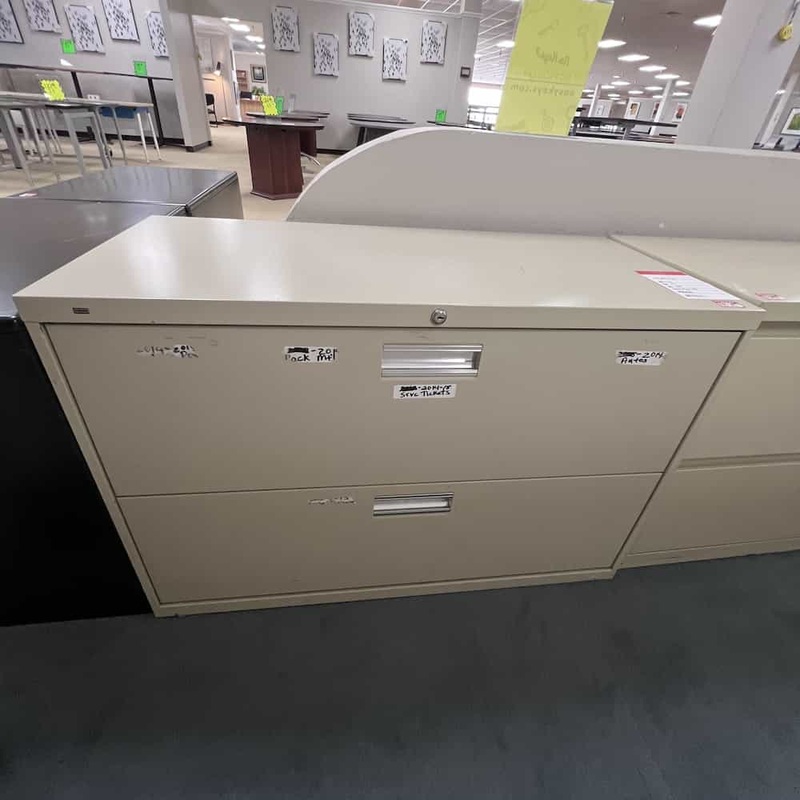 42″ W x 28″ H Hon Tan Metal 2 Drawer Lateral File Office Furniture Liquidations