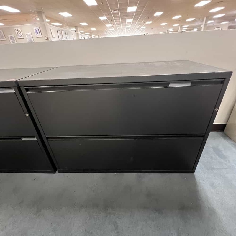 42″ W x 29″ H Meridian Dark Grey Metal 2 Drawer Lateral File Office Furniture Liquidations