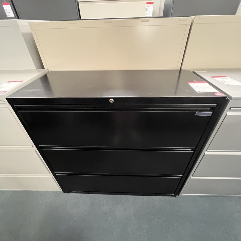 42″ W x 41″ H Global Black Metal 3 Drawer Lateral Filing Cabinet Office Furniture Liquidations