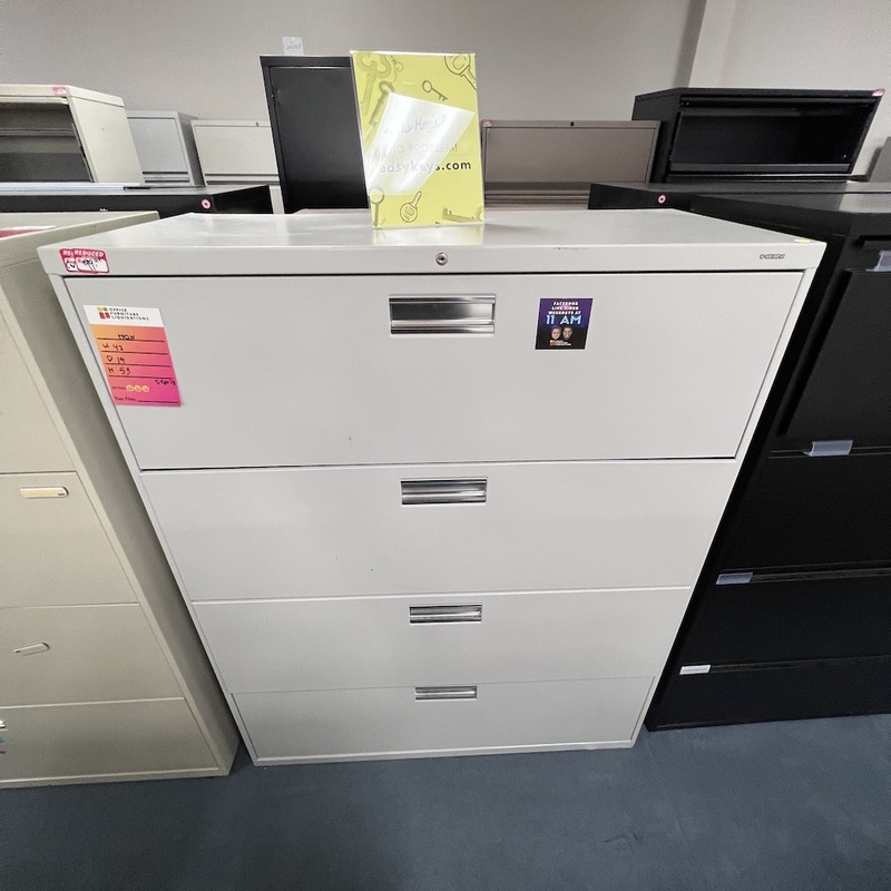 42″ W x 53″ H HON Grey Metal 4 Drawer Lateral File Office Furniture Liquidations