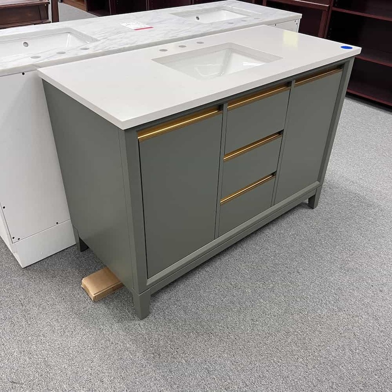 48″ x 22″ VanityArt Green with White Stone Top Single Sink Bathroom Vanity Office Furniture Liquidations