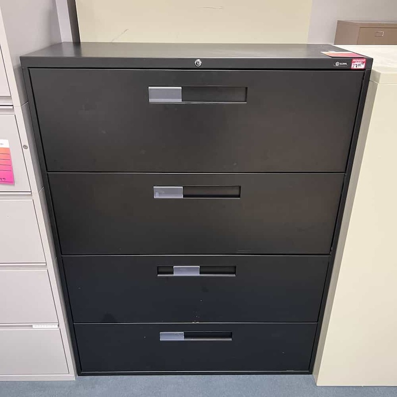 52″ High Global Black Metal 4 Drawer Lateral Filing Cabinet Office Furniture Liquidations