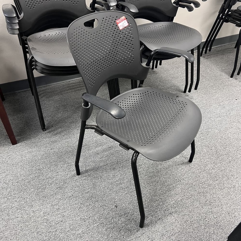 Herman Miller Caper Dark Grey Stacking Chair with Arms Office Furniture Liquidations