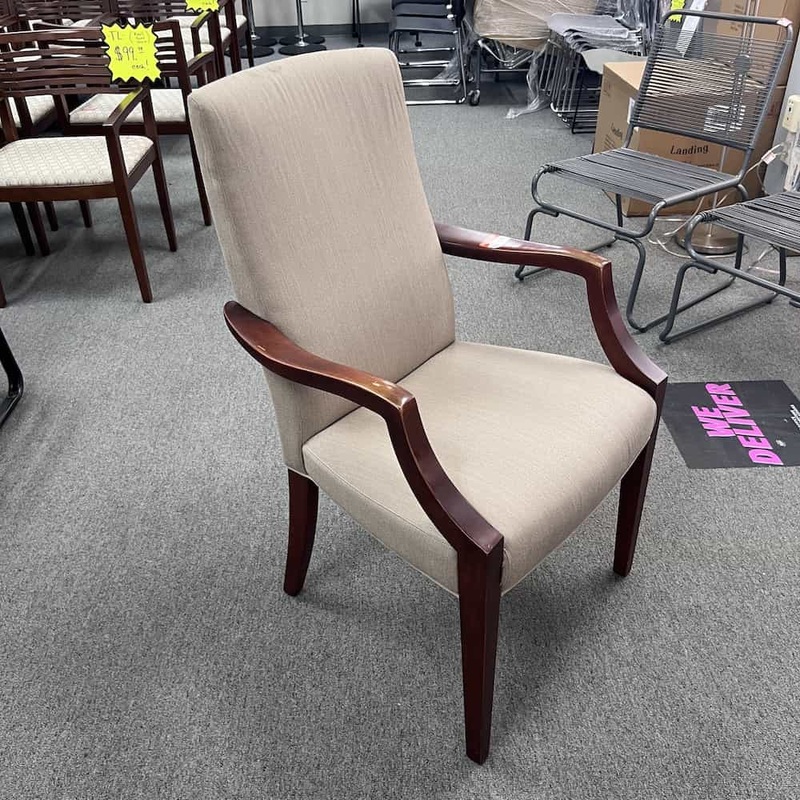 Keilhauer Beige and Cherry Parson Guest Chair Office Furniture Liquidations
