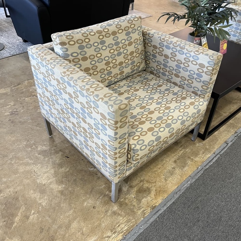 Set of 2 – Nemschoff Tan Brown and Blue Lounge Chair Office Furniture Liquidations