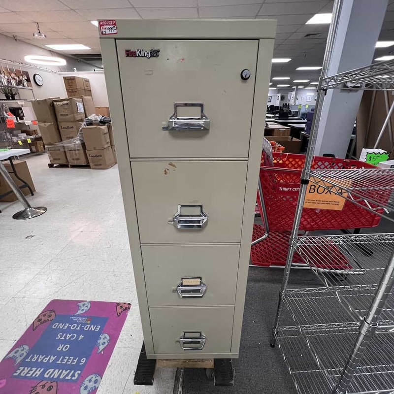 18″ W x 53″ H Beige Fireking25 Fire Resistant File Cabinet 4 Drawer Vertical Office Furniture Liquidations