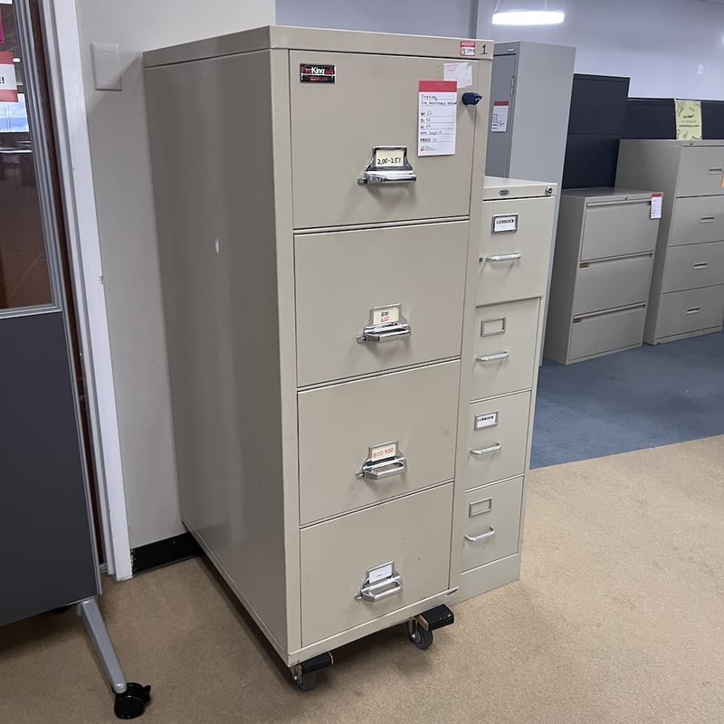 22″ W x 57″ H Beige Fireking 2 Hour Fire Resistant File Cabinet 4 Drawer Vertical Office Furniture Liquidations
