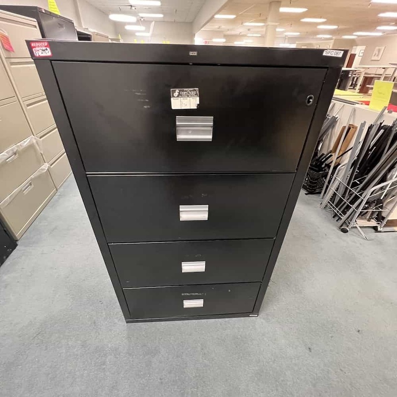 31″ W x 53″ H Hon Black Fire Resistant Lateral 4 Drawer File Cabinet Office Furniture Liquidations