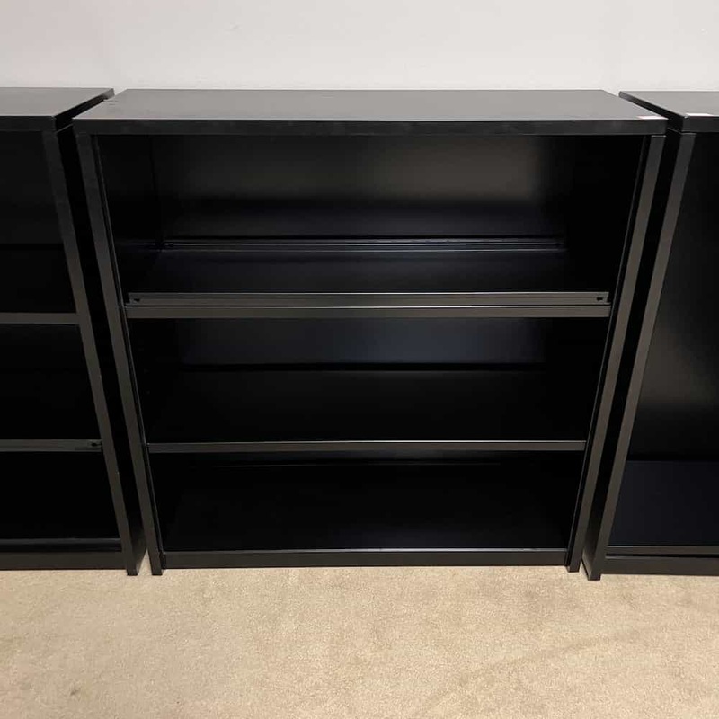 44″ High Knoll Black Metal Bookcases – 2 Shelf Office Furniture Liquidations