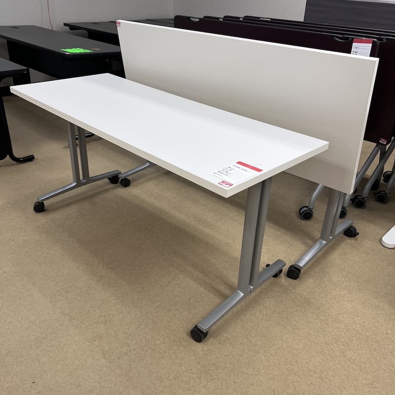 60″ x 24″ Herman Miller White and Grey Training Table – Roll, Flip, Nest Office Furniture Liquidations