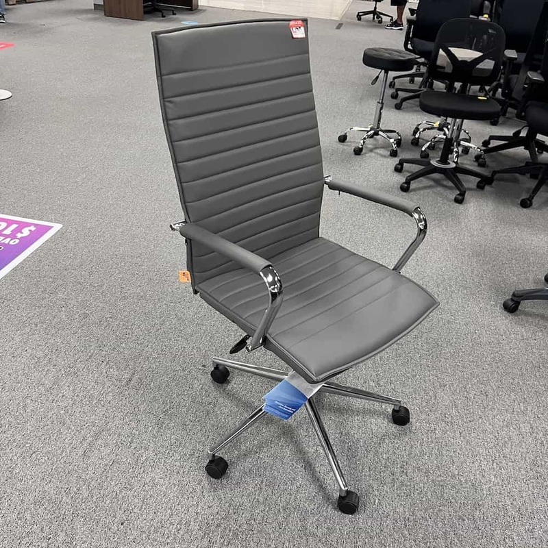 Grey and Chrome Modern High Back Conference Chair Office Furniture Liquidations