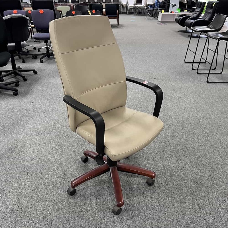 Gunlocke Beige and Black High Back Executive Chair Office Furniture Liquidations