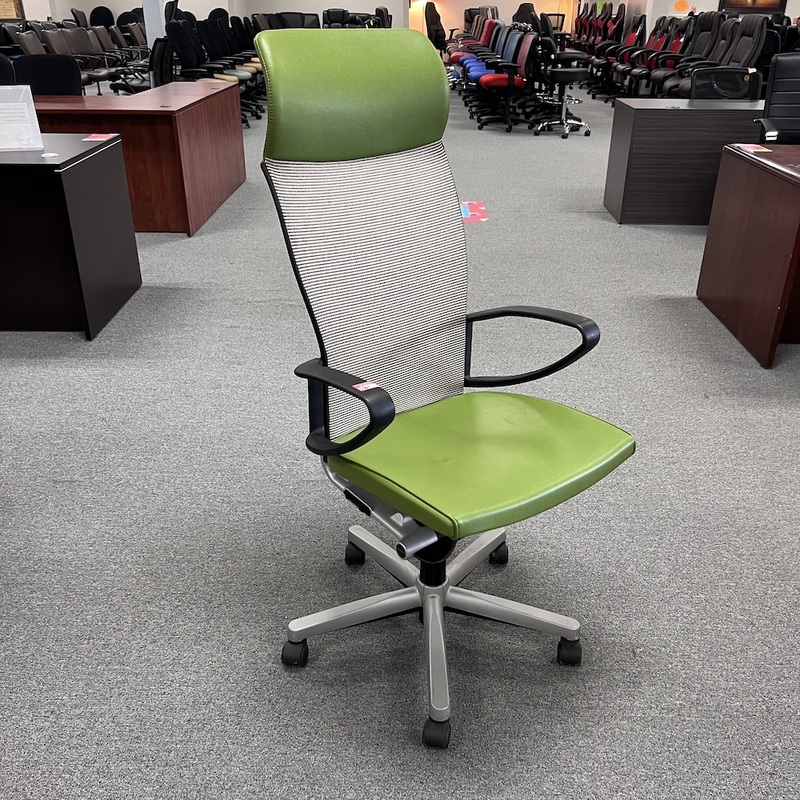 Haworth Green and Grey X99 High Back Executive Office Chair Office Furniture Liquidations