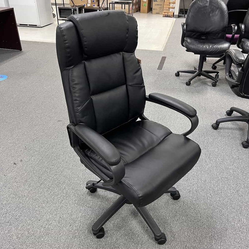 Lorell Black Plush Vinyl Executive Chair Office Furniture Liquidations
