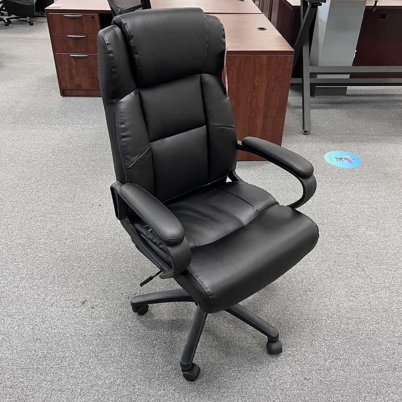 New – Black Vinyl Plush Executive Chair Office Furniture Liquidations