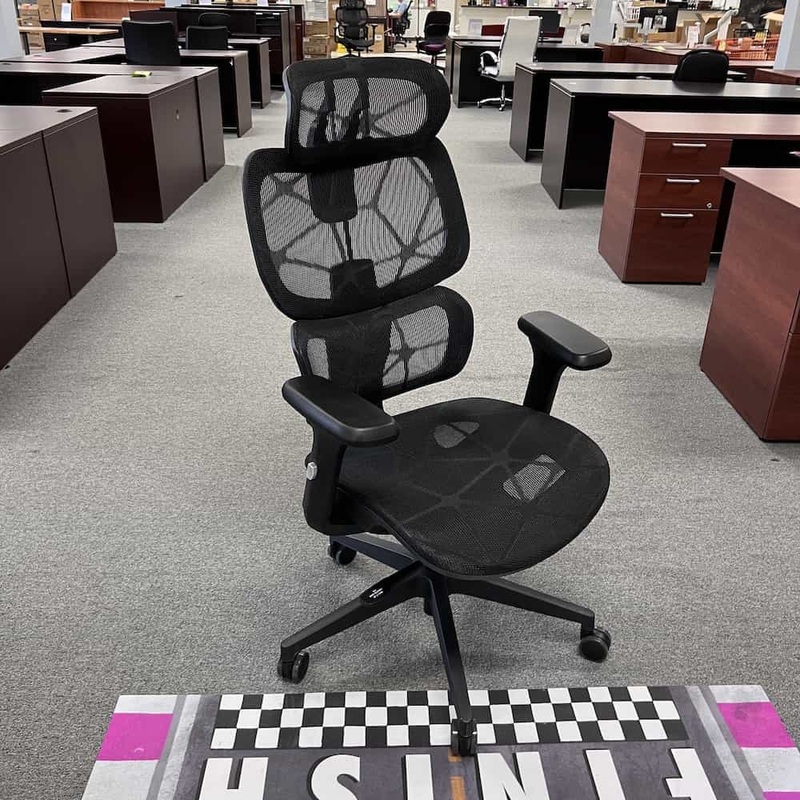 New – Black Web All Mesh Ergonomic Chair with Headrest Office Furniture Liquidations